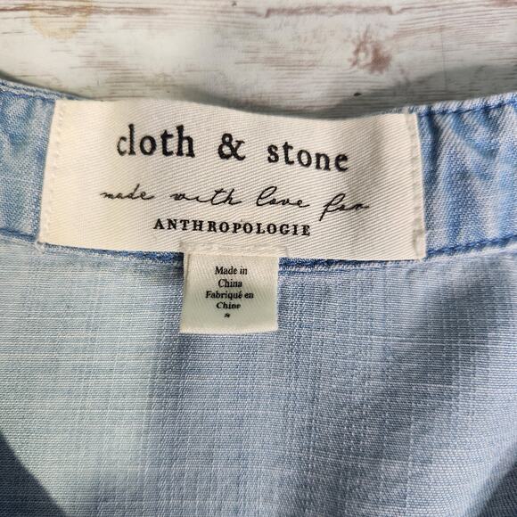 Anthropologie Cloth & Stone Ruffle Chambray Dress Size Small - Picture 6 of 10